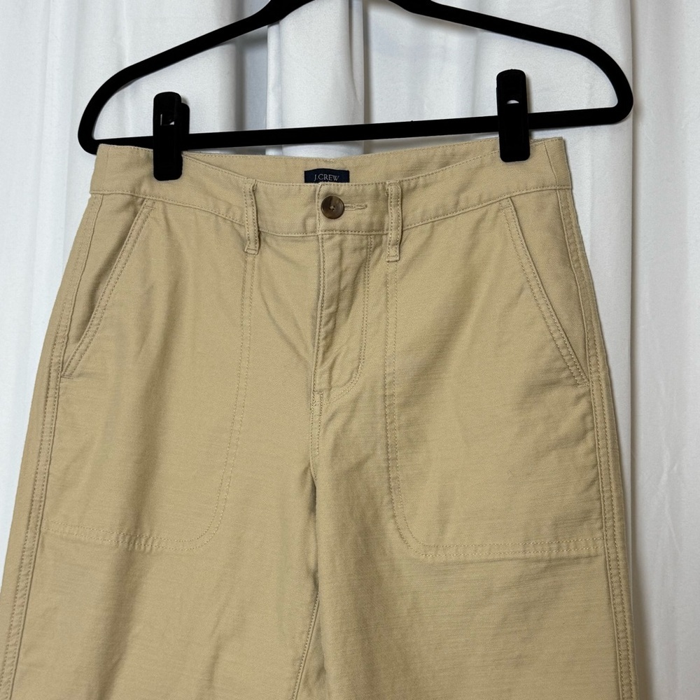 J Crew Cropped Pants Womens 6 Petite Tan Khaki Cotton Patch Pocket - Picture 4 of 9